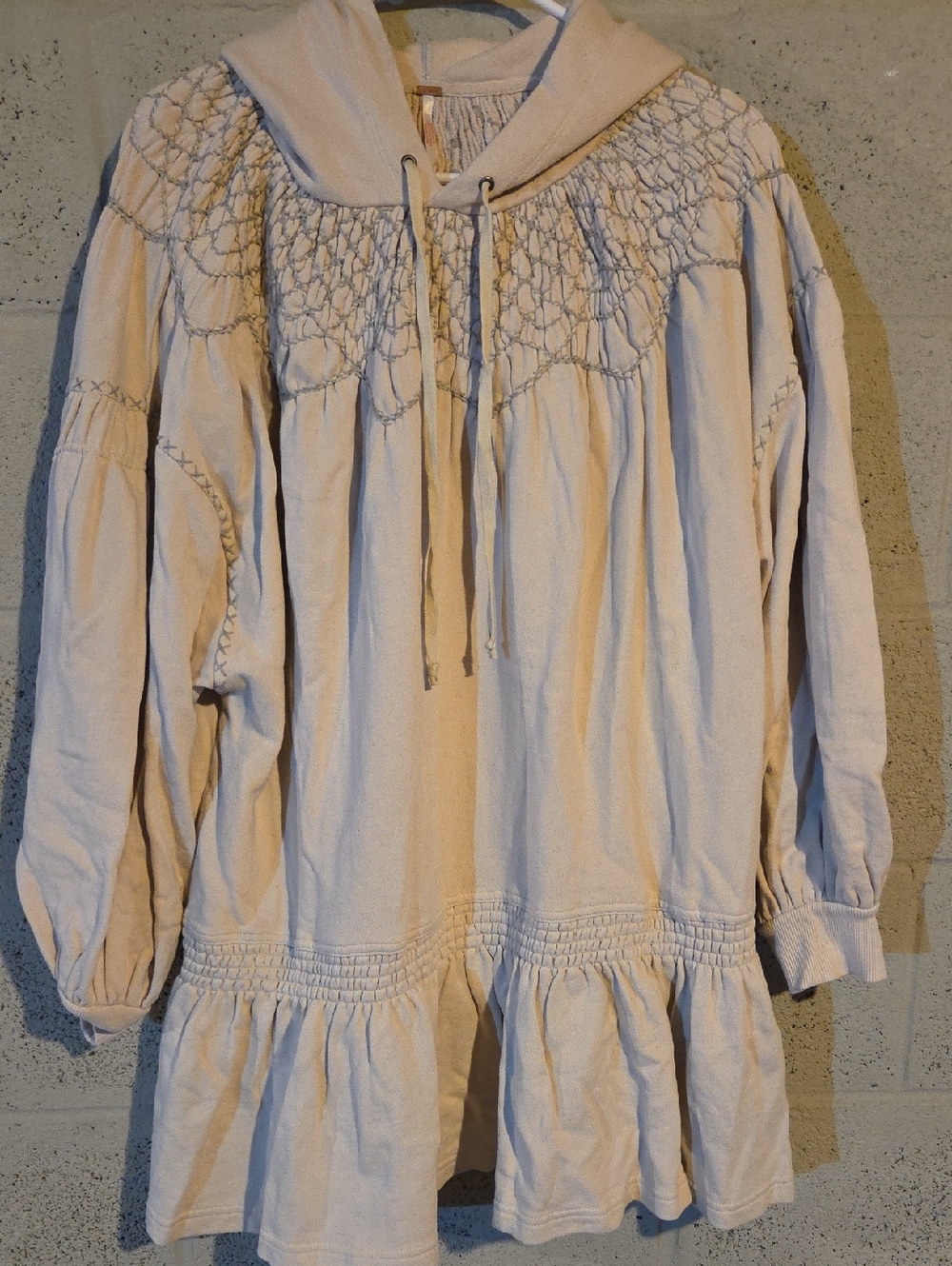 Free People Oversized Hooded Sweatshirt Dress Cream Size Large